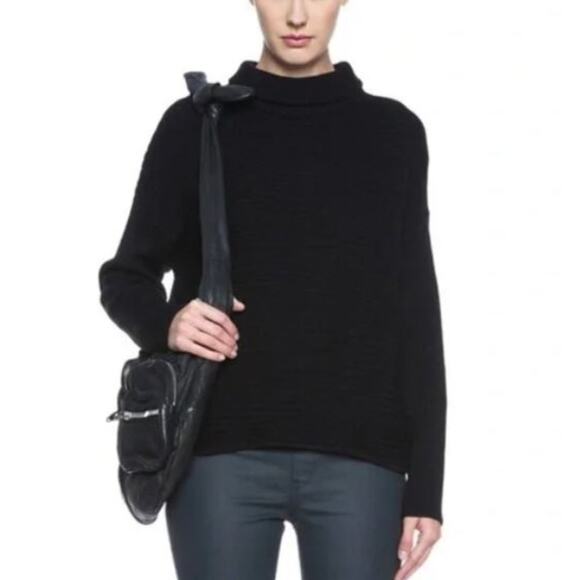 Helmut Lang Neutral Black Ribbed Knit Oversized Mock Neck Sweater P / XS - Picture 1 of 8